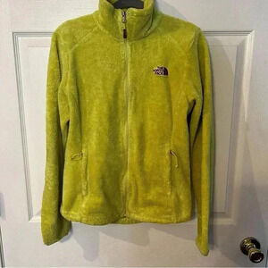 The North Face Lime Green Yellow Fleece Zip Up Jacket Womens Size Small